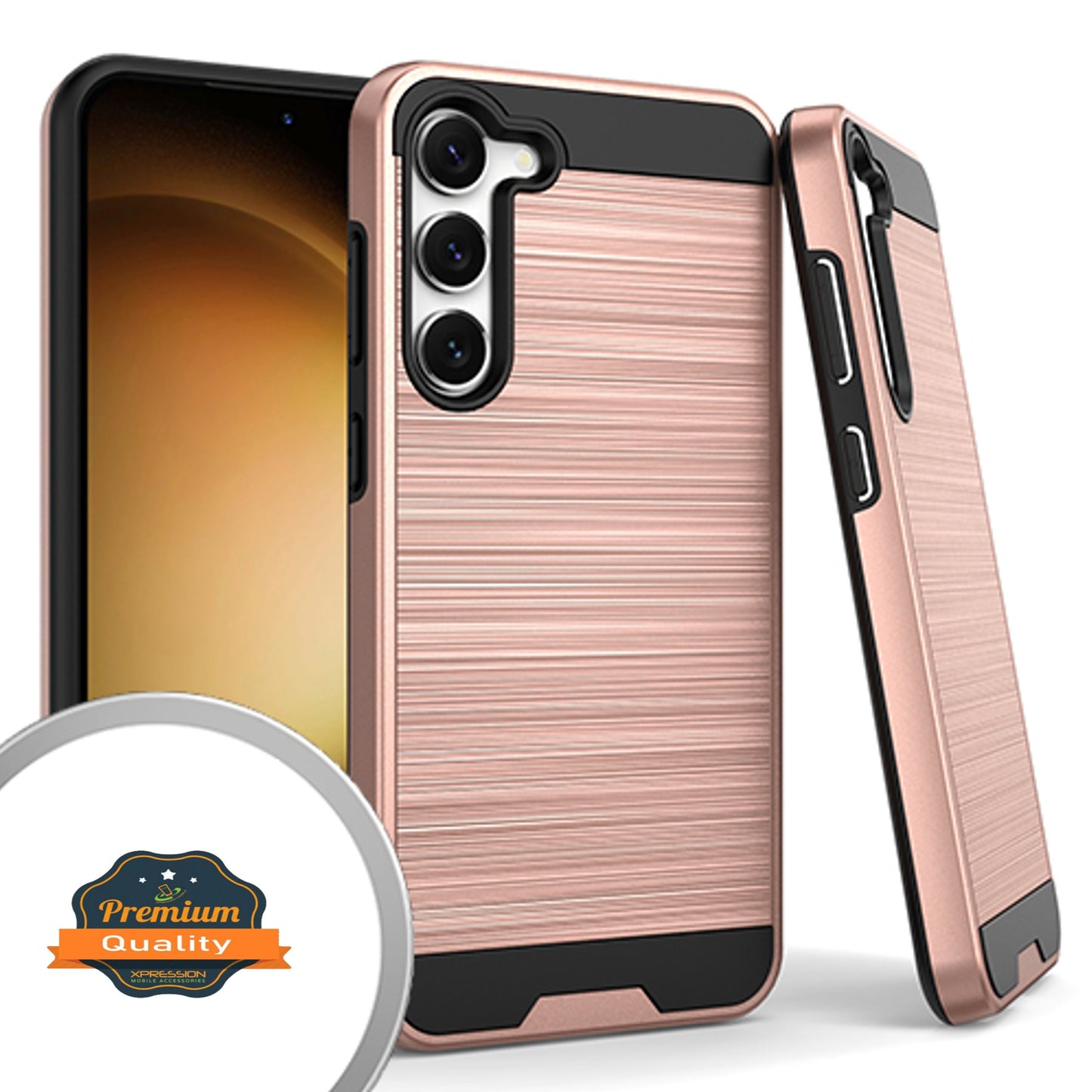For Samsung Galaxy A54 5G Hybrid Brushed Metal Texture Rugged Slim Shockproof Dual Layers 2-Piece Hard PC + Soft TPU  Phone Case Cover