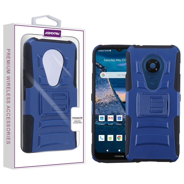 For Nokia C5 Endi Hybrid Dual Layer Hard PC with Stand Shockproof TPU Rugged Bumper Blue Phone Case Cover