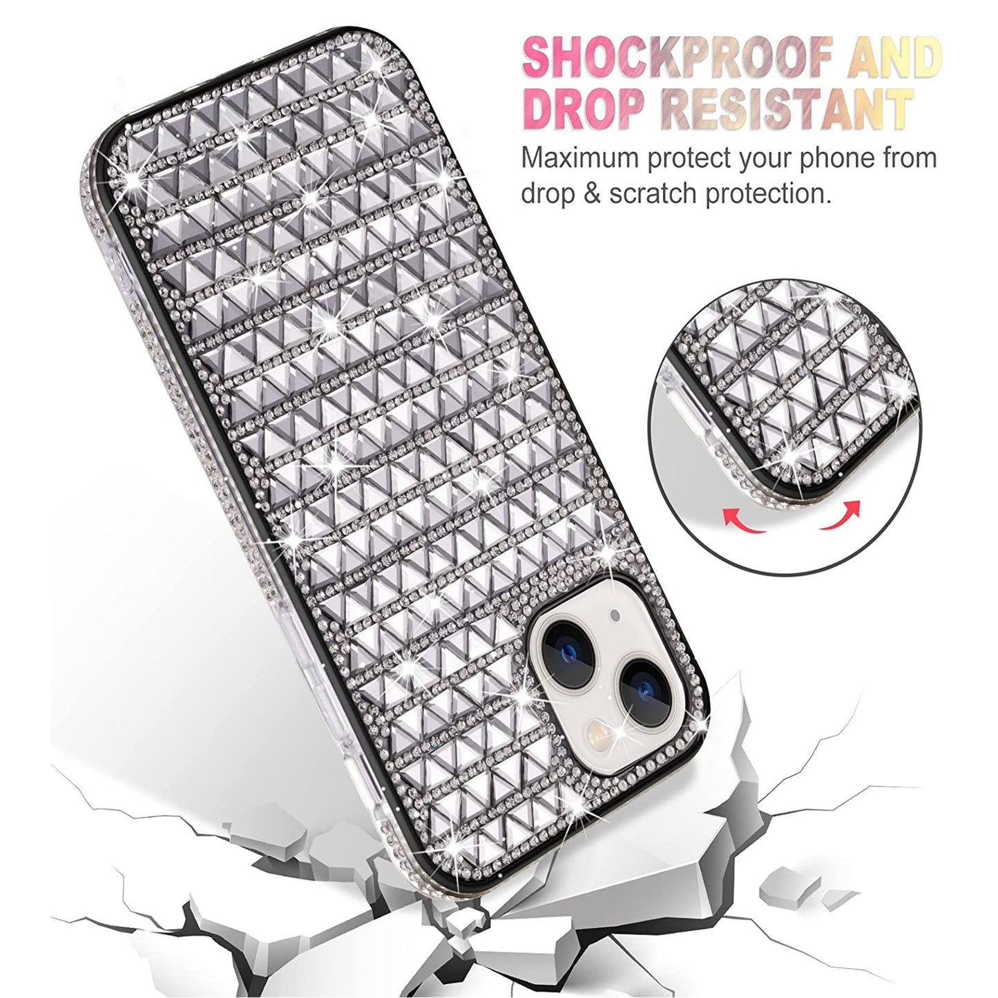For Samsung Galaxy S22 Ultra Diamonds Sparkle 3D Crystal Glitter Bling Shiny Rhinestone Hybrid Bumper Protective  Phone Case Cover