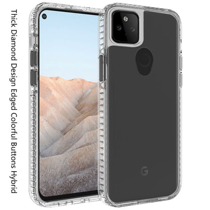 For Samsung Galaxy A33 5G Crystal Transparent Rugged Shockproof Hybrid PC+TPU Colorful Buttons Military Grade Protection Back  Phone Case Cover