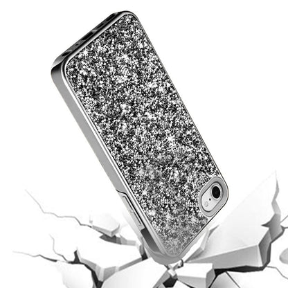 For Apple iPhone SE 3 (2022) SE/8/7 Bling Rhinestone Diamond Shiny Glitter Hybrid Dual Layer Rugged Shell Hard PC TPU  Phone Case Cover