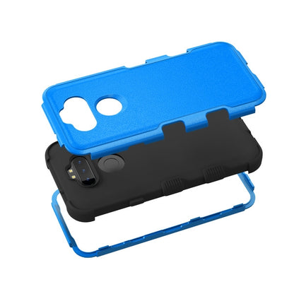 For LG K31 /Aristo 5/Fortune 3/Tribute Monarch / Phoenix 5 Hybrid Three Layer Hard PC Shockproof Heavy Duty TPU Rubber Blue Phone Case Cover