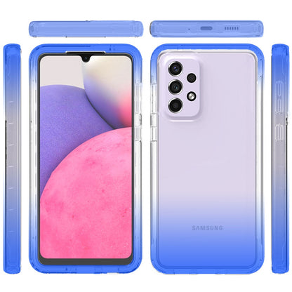 For Samsung Galaxy A33 5G Dual Layer Hybrid Clear Gradient Two Tone Transparent Shockproof Rubber Hard Protective Frame  Phone Case Cover