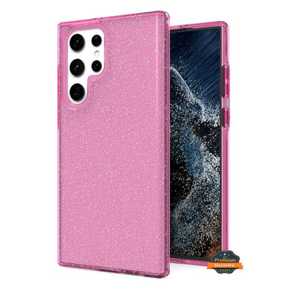 For Samsung Galaxy S22 Ultra Glitter Sparkle Bling Shiny Thin Ultra Slim Hybrid Shockproof Rubber Silicone Soft TPU Gel Protective  Phone Case Cover