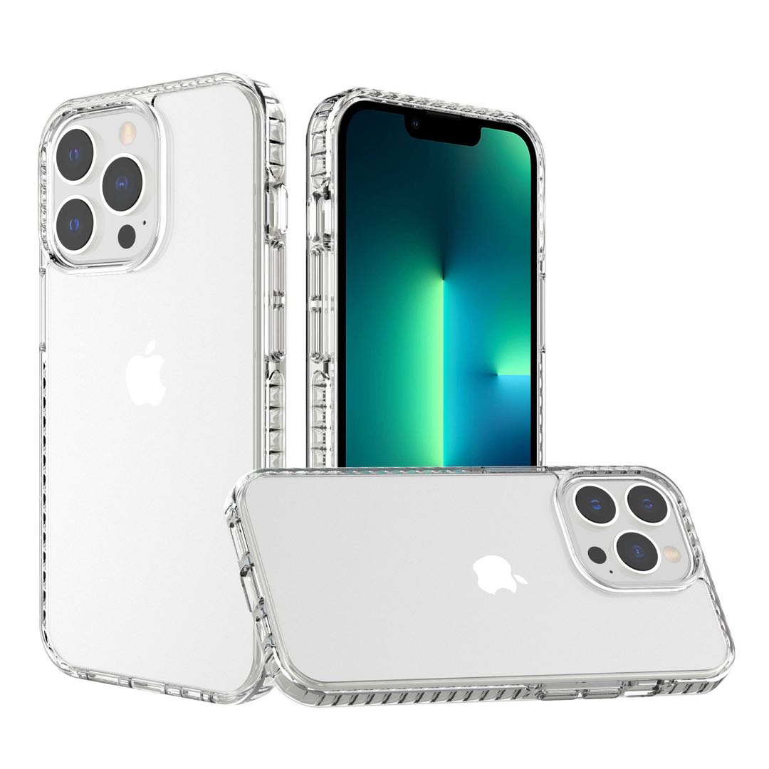 For Samsung Galaxy S22 Crystal Transparent Rugged Shockproof Hybrid PC Colorful Buttons Military Grade Protection Back  Phone Case Cover