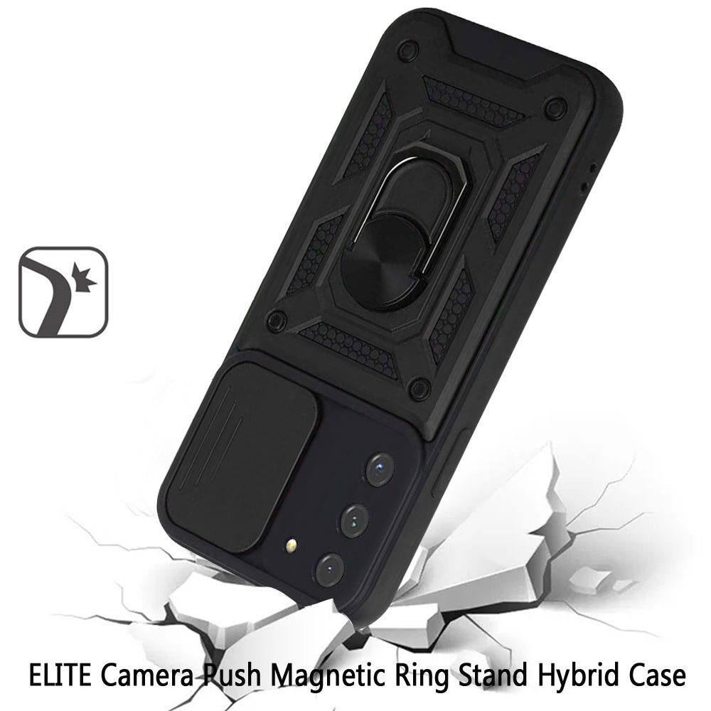 For Samsung Galaxy S22 /Plus Ultra Hybrid Cases with Slide Camera Lens Cover and Ring Holder Kickstand Rugged Dual Layer Heavy Duty  Phone Case Cover