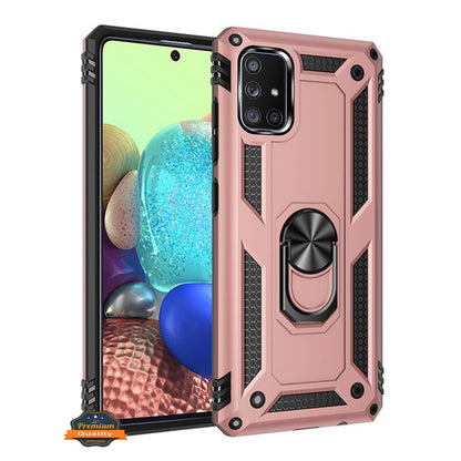 For Samsung Galaxy A71 5G Shockproof Hybrid Dual Layer PC + TPU with Ring Stand Metal Kickstand Heavy Duty Armor Shell  Phone Case Cover