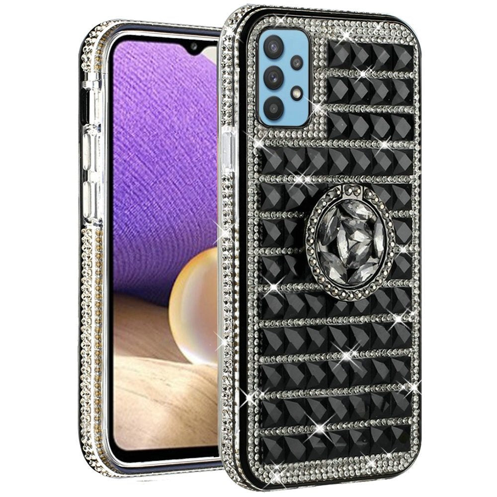For Apple iPhone 8 Plus/7 Plus/6 6S Plus Luxury 3D Bling Diamonds Rhinestone Jeweled Crystal Hybrid with Ring Stand Holder  Phone Case Cover
