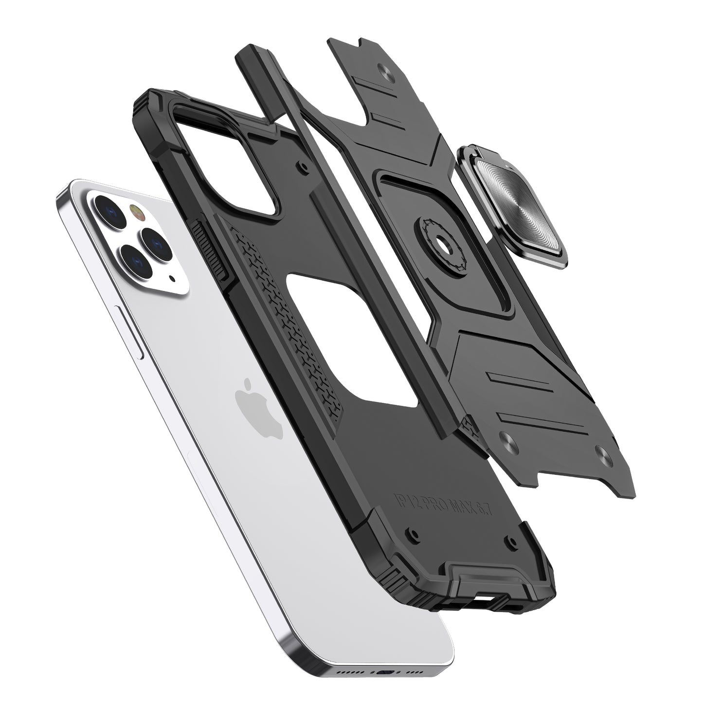 For Apple iPhone 14 (6.1") Armor Hybrid with Ring Holder Kickstand Shockproof Heavy-Duty Durable Rugged Dual Layer  Phone Case Cover
