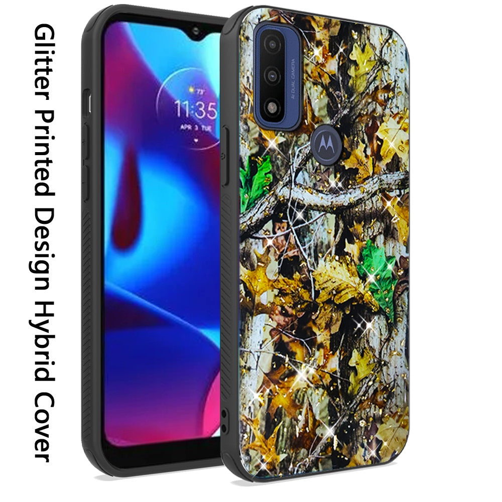 For Motorola Moto G Power 2022 Printed Design Pattern Hybrid with Glitter Sparkle Bling Slim Fit Hard TPU Shockproof Protective  Phone Case Cover