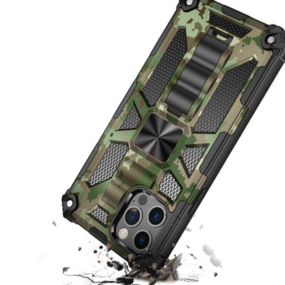 For Apple iPhone 12 /12 Pro (6.1") Heavy Duty Stand Hybrid [Military Grade] Rugged with Built-in Kickstand Fit Magnetic Car Mount  Phone Case Cover