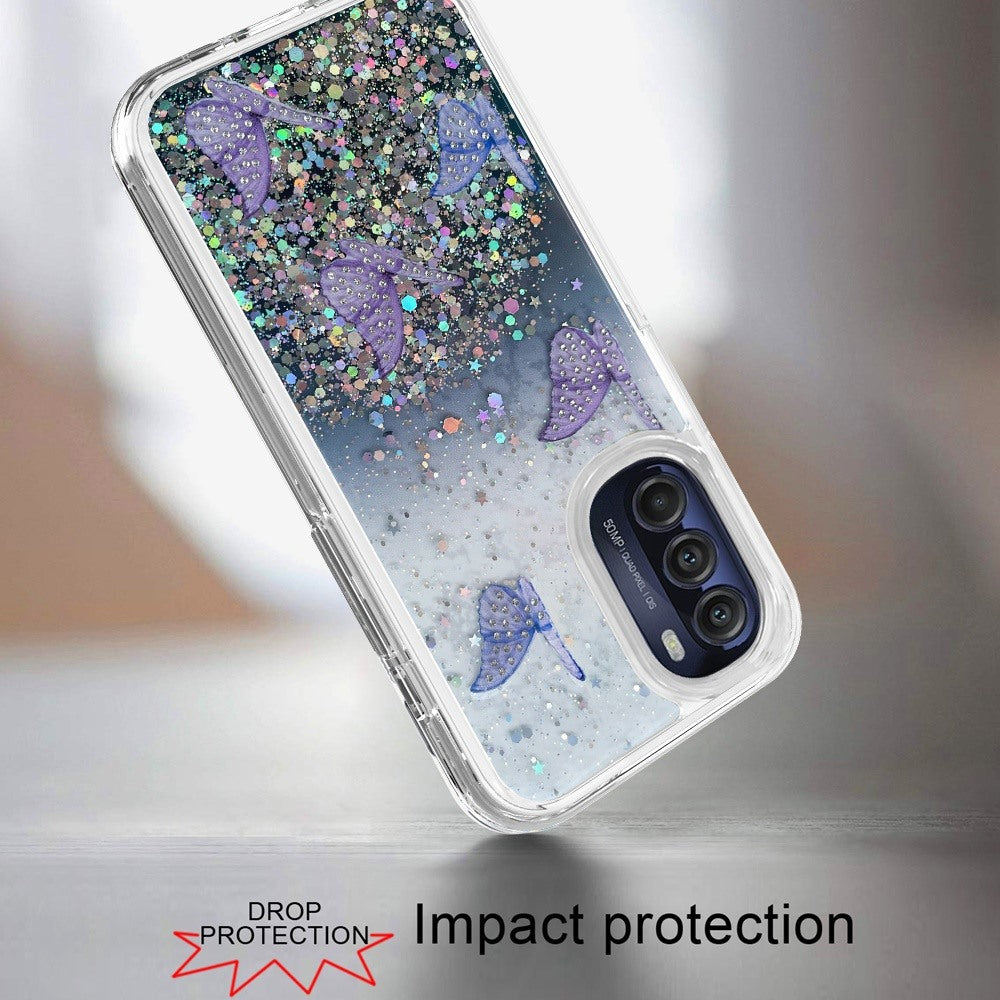 For Motorola Moto G Stylus 5G 2022 Butterflies Glitter Bling Shiny Sparkle Glittering Flake Hybrid Hard PC TPU Silicone  Phone Case Cover