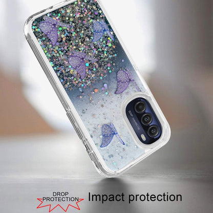 For Motorola Moto G Stylus 5G 2022 Butterflies Glitter Bling Shiny Sparkle Glittering Flake Hybrid Hard PC TPU Silicone  Phone Case Cover