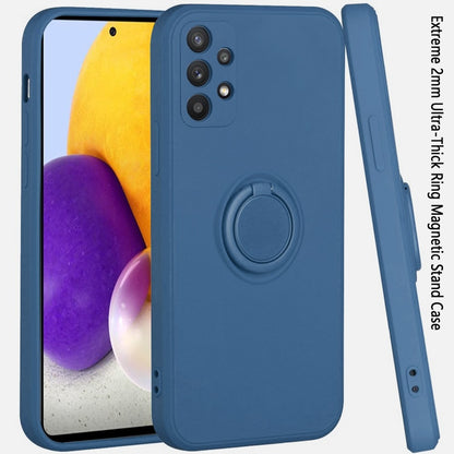 For Samsung Galaxy A73 5G Slim Silicone Soft Rubber Hybrid with Ultra-Thick Ring Magnetic Stand Holder Car Mount Supported Hard Protective  Phone Case Cover