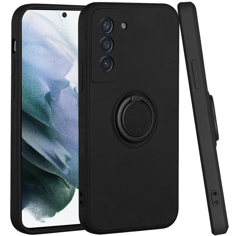 For Samsung Galaxy S22 Slim Silicone Soft Rubber Hybrid with Ultra-Thick Ring Magnetic Stand Holder Car Mount Supported Hard Protective  Phone Case Cover