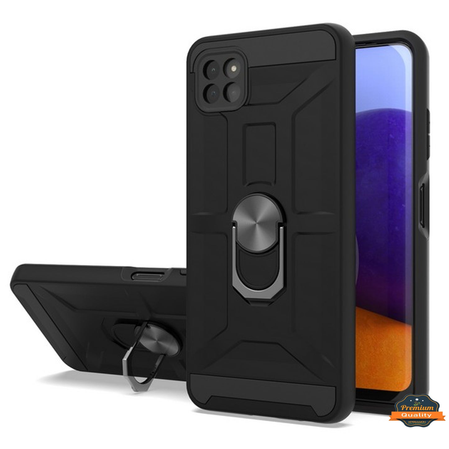 For Boost Mobile Celero 5G Hybrid Ring Stand [360° Rotatable Ring Holder Magnetic Kickstand] Armor Shockproof Rubber TPU Hard  Phone Case Cover