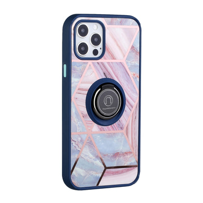 For Apple iPhone 13 /Pro Max Mini Unique Marble Design with Magnetic Ring Kickstand Holder Hybrid TPU Hard PC Shockproof Armor Bumper  Phone Case Cover