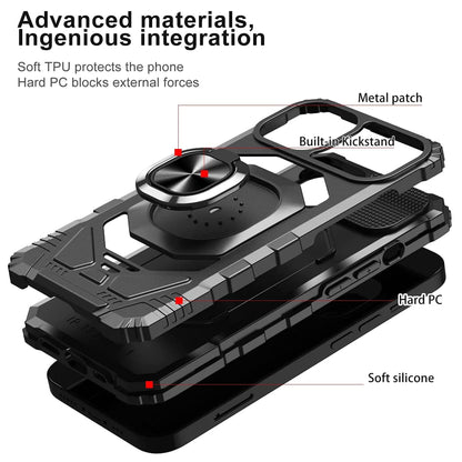 For AT&T Maestro 3 Armor Hybrid Stand Ring Hard TPU Rugged Full-Body [Military-Grade] Magnetic Car Ring Holder Black Phone Case Cover