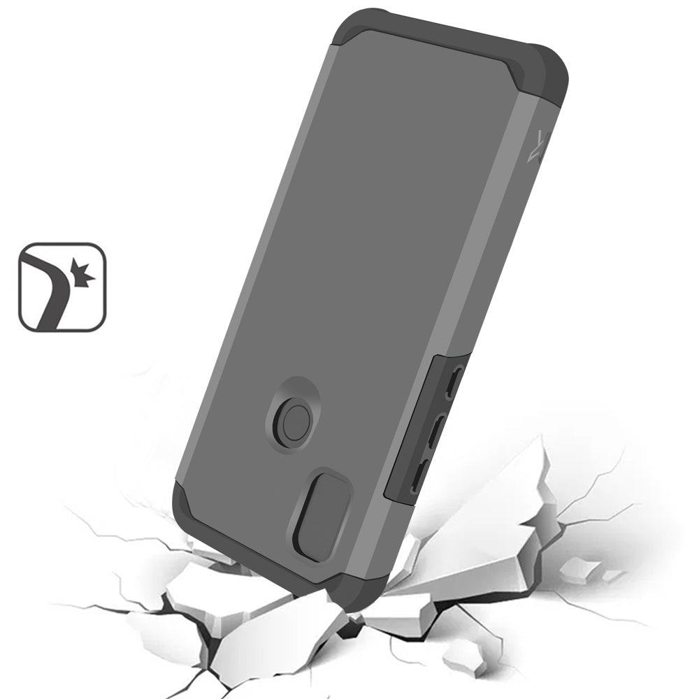 For Cricket Icon 4 Ultra Slim Shock Absorption 2in1 Tuff Hybrid Dual Layer Hard PC TPU Rubber Frame Armor Defender Gray Phone Case Cover