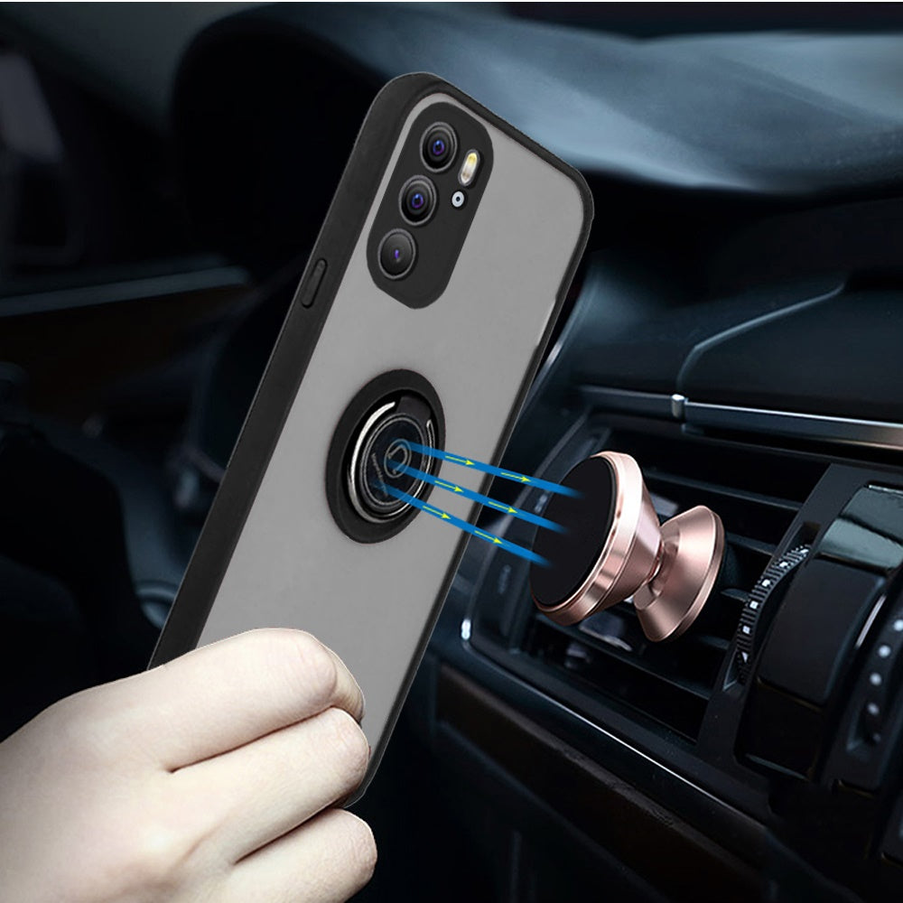 For Motorola Edge+ 2022 /Edge Plus Hybrid Protective PC Shockproof with 360° Rotation Ring Magnetic Stand & Covered Camera  Phone Case Cover