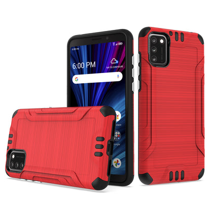 For TCL A3X Hybrid Dual Layer Slim Defender Armor Tuff Metallic Brush Texture Finishing Shockproof Hard PC + Soft TPU Rubber  Phone Case Cover