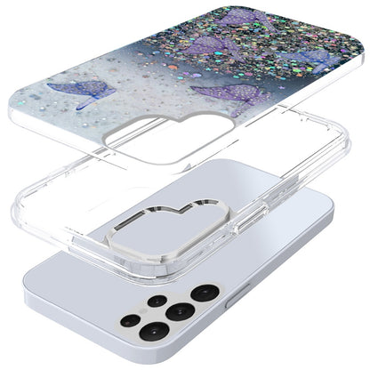 For Apple iPhone 13 Pro Max (6.7") Butterflies Glitter Bling Shiny Sparkle Glittering Flake Hybrid Hard TPU Silicone Slim  Phone Case Cover