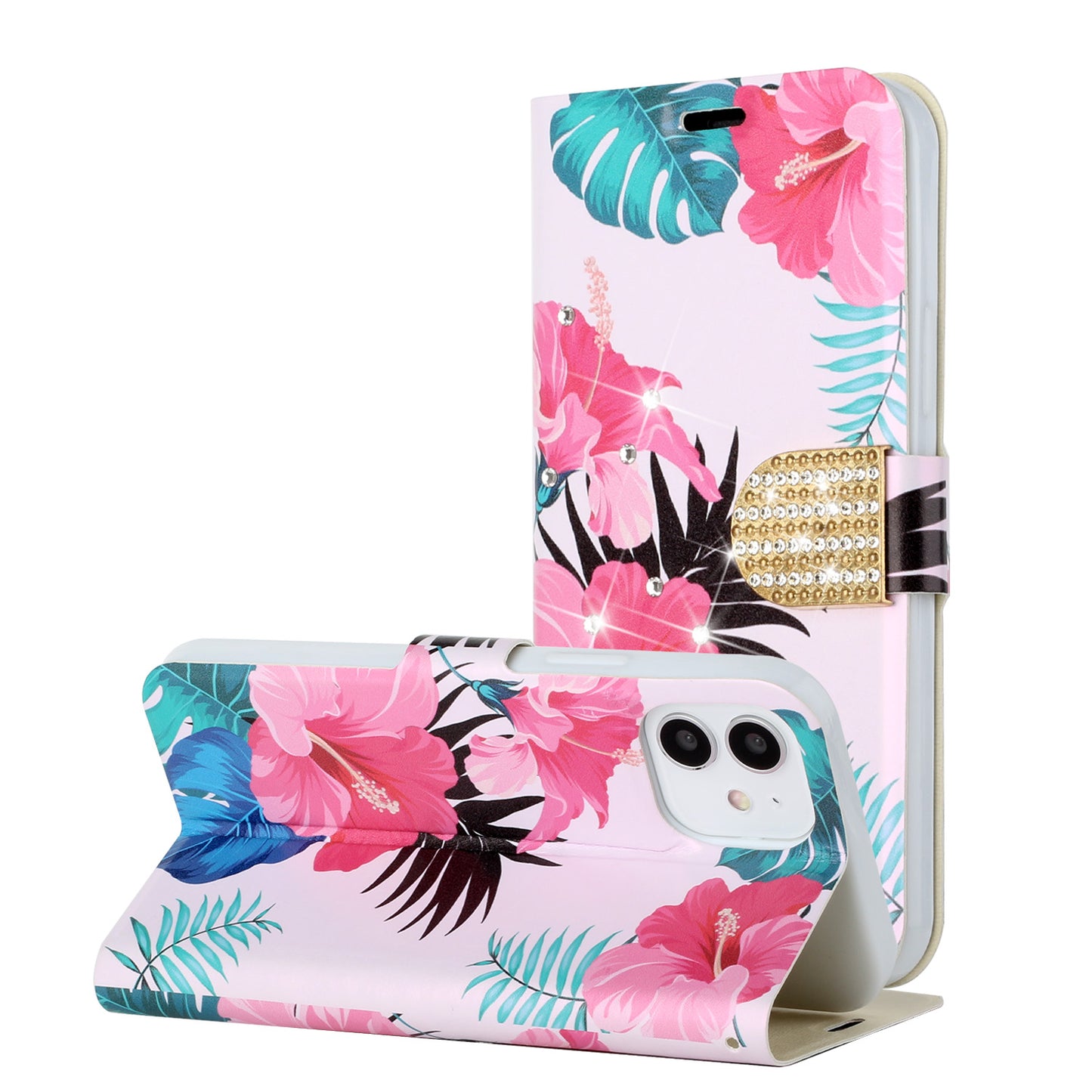 For Samsung Galaxy S22 /Plus Ultra Design Pattern PU Leather Wallet Case 3D Diamond Bling Buckle Credit Card Slot Stand Pouch Flip  Phone Case Cover