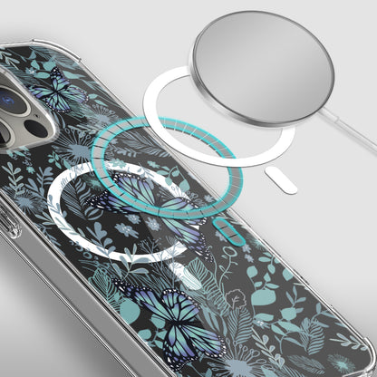 For Apple iPhone 14 (6.1") Hybrid Flower Design Stylish Fashion Thick Cases MagSafe Compatible Hard Shockproof  Phone Case Cover