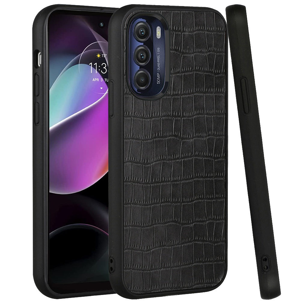 For Motorola Moto G 5G 2022 Thin PU Leather Crocodile Design Flip Snap On Hybrid Shockproof TPU PC Hard Shell Durable  Phone Case Cover