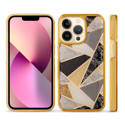 For Apple iPhone 13 /Pro Max Geometric Marble Design Pattern Soft TPU Rubber Hybrid Hard PC Shockproof Bumper  Phone Case Cover