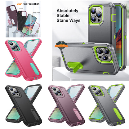 For Apple iPhone 14 /Plus Pro Max Hybrid Protective Hybrid Armor 3 in 1 Shockproof with Kickstand Heavy Duty Rugged  Phone Case Cover