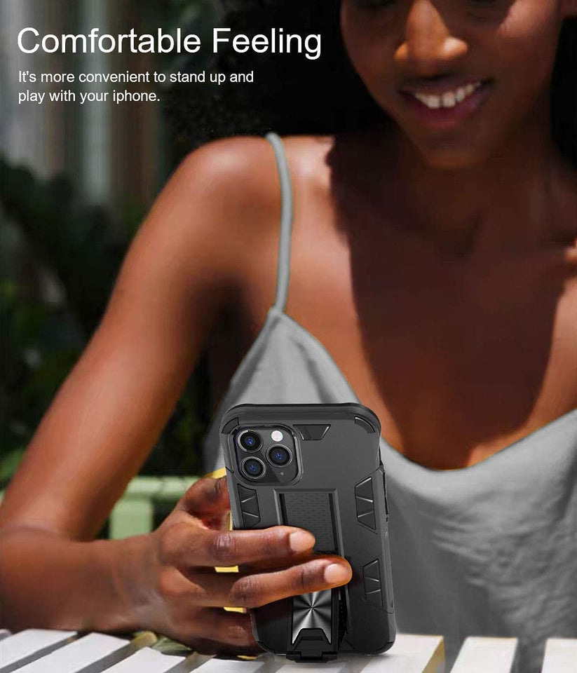 For Apple iPhone 13 /Pro Max Mini with Built-in Slide Kickstand Shockproof Armor Heavy Duty Dual Layer [Military Grade] Protective Rugged Bumper  Phone Case Cover