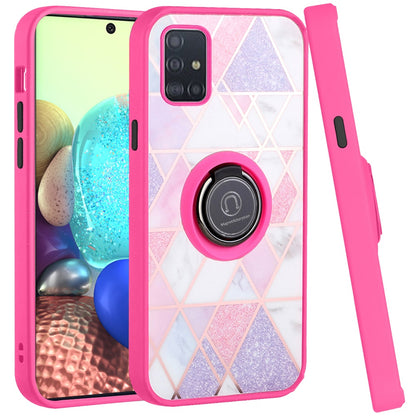 For Samsung Galaxy A71 5G Unique Marble Design with Magnetic Ring Kickstand Holder Hybrid TPU Hard Shockproof Armor  Phone Case Cover