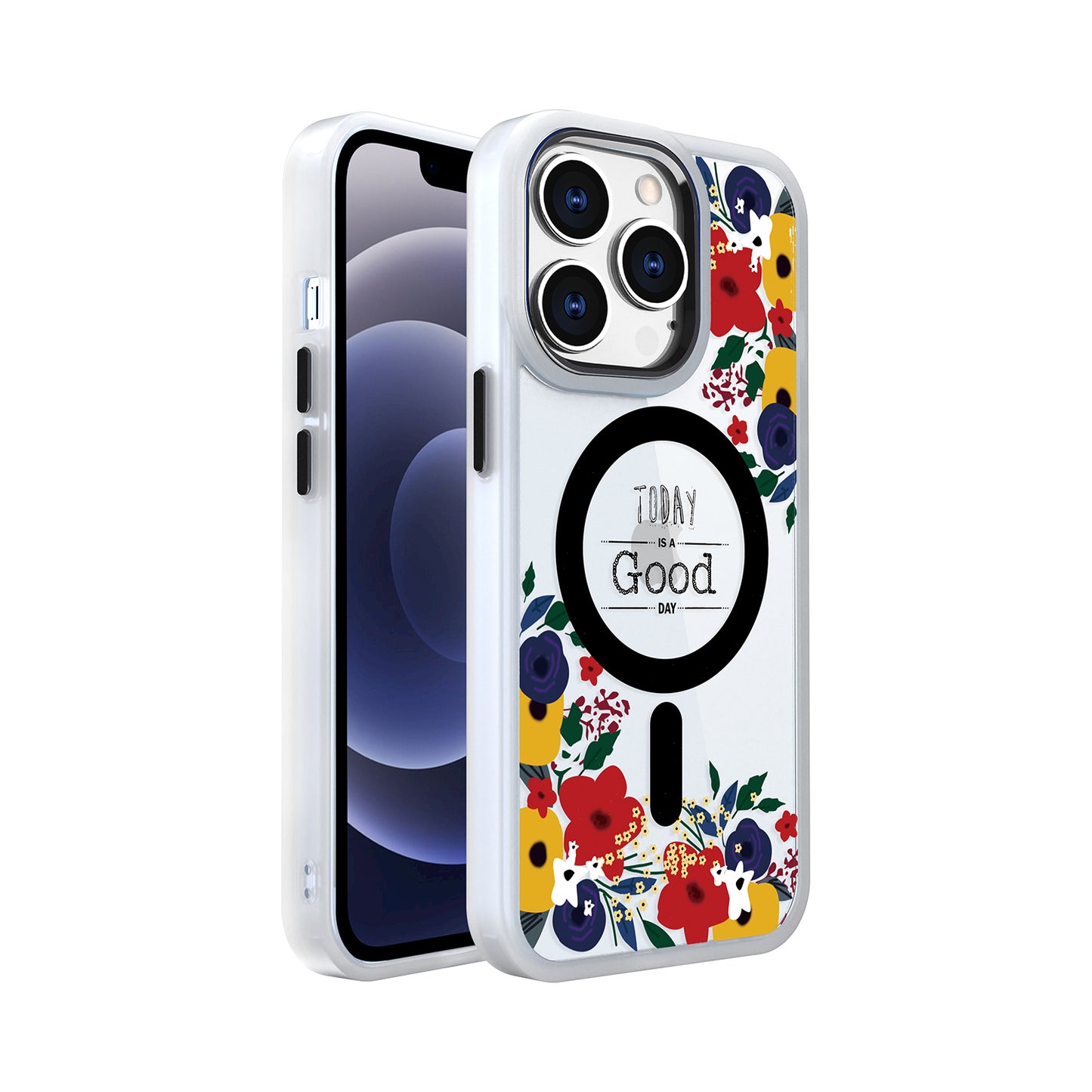 For Apple iPhone 14 /Plus Pro Max Hybrid Flower Quotation Design Fashion Hard PC with MagSafe Compatible  Phone Case Cover