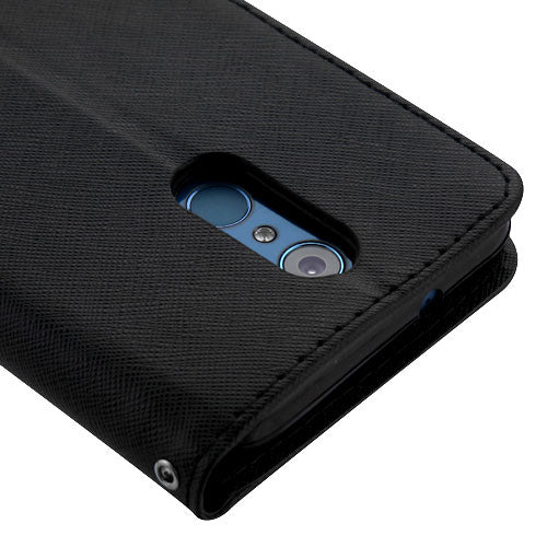 For LG Q7, LG Q7+ PU Leather Wallet with Credit Card Holder Storage Folio Flip Pouch Stand Black Phone Case Cover