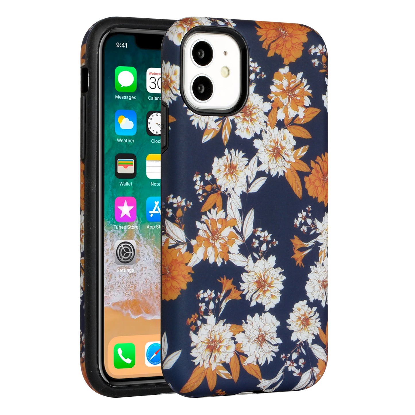 For Apple iPhone 13 Pro Max (6.7") Bliss Floral Stylish Design Hybrid Rubber TPU Hard Shockproof Armor Slim  Phone Case Cover