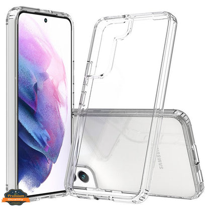 For Samsung Galaxy S22 Crystal HD Clear Transparent Back Panel + TPU Bumper Hybrid Thin Slim Hard Shockproof Defender Anti-Drop  Phone Case Cover