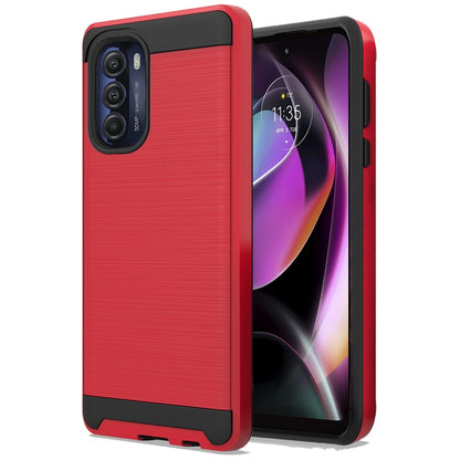 For Motorola Moto G 5G 2022 Hybrid Rugged Brushed Metallic Design [TPU + Hard PC] Dual Layer Shockproof Armor Impact  Phone Case Cover