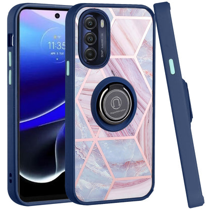 For Motorola Moto G Stylus 5G 2022 Marble Design with Magnetic Ring Kickstand Holder Hybrid TPU Hard PC Shockproof  Phone Case Cover