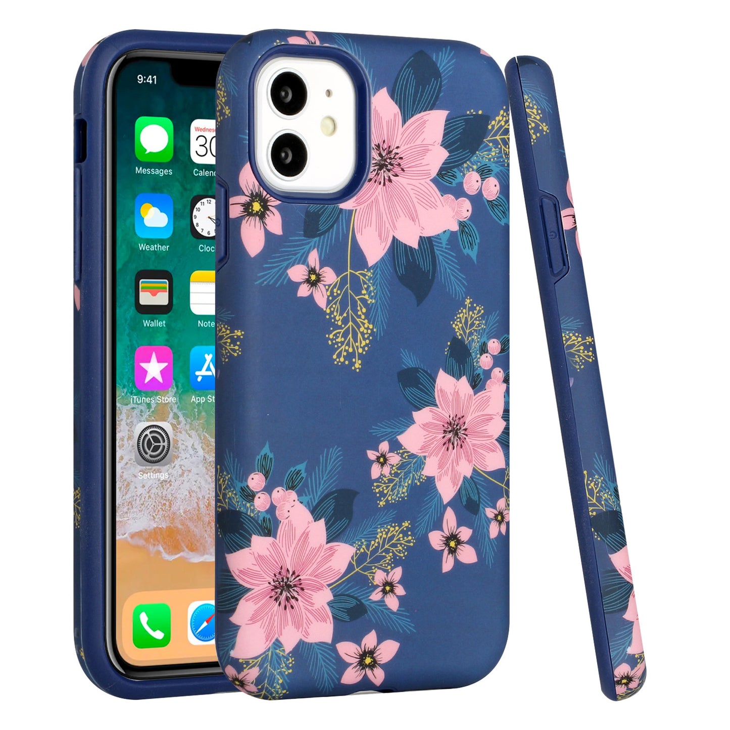 For Apple iPhone 13 Pro Max (6.7") Bliss Floral Stylish Design Hybrid Rubber TPU Hard Shockproof Armor Slim  Phone Case Cover