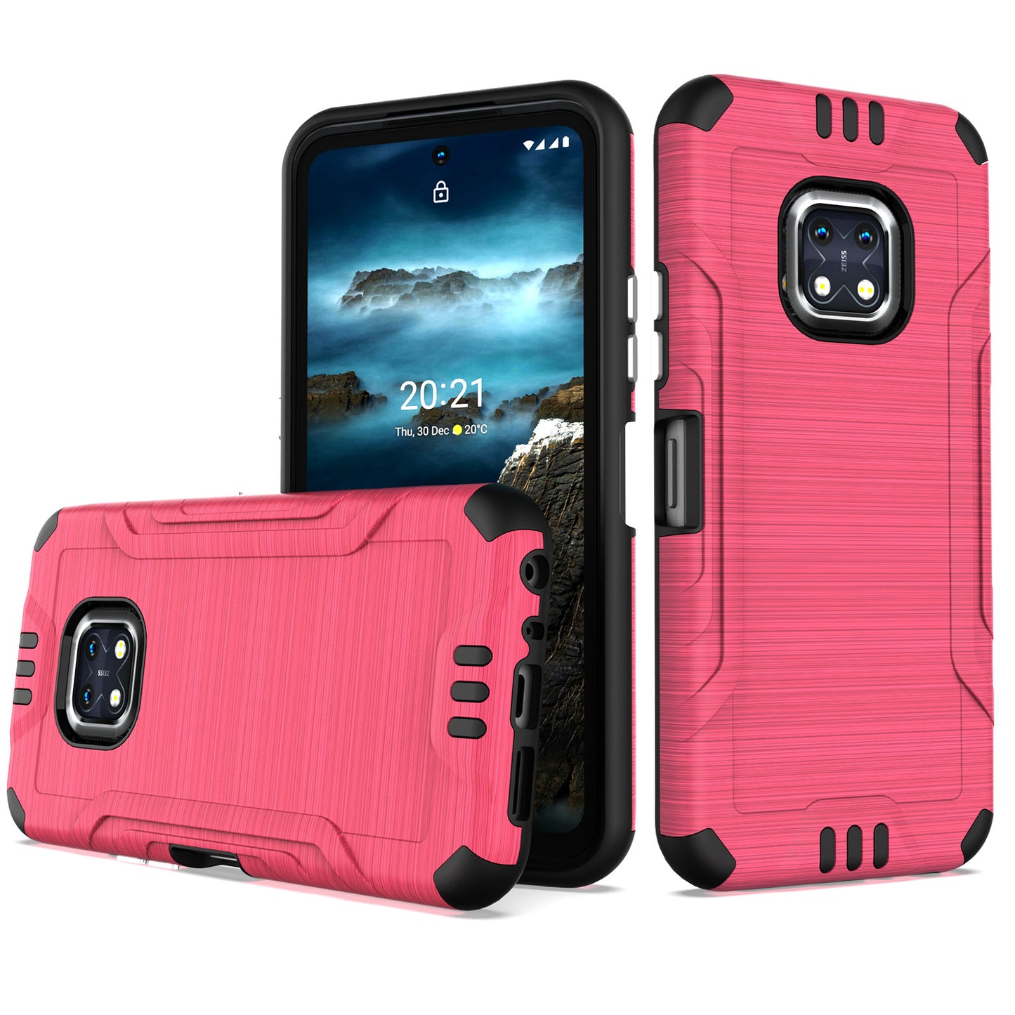 For Nokia XR20 Hybrid Dual Layer Slim Defender Armor Tuff Metallic Brush Texture Finishing Shockproof Hard PC + TPU Rubber  Phone Case Cover