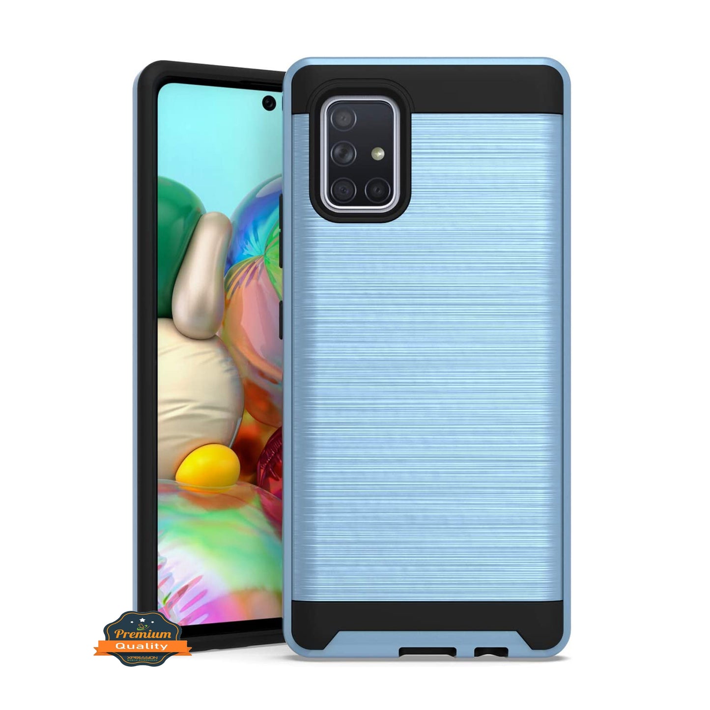 For Samsung Galaxy A54 5G Hybrid Brushed Metal Texture Rugged Slim Shockproof Dual Layers 2-Piece Hard PC + Soft TPU  Phone Case Cover