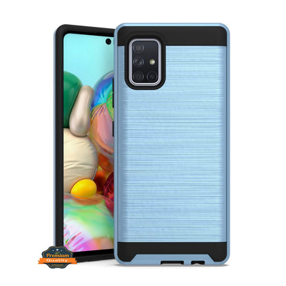 For Samsung Galaxy A54 5G Hybrid Brushed Metal Texture Rugged Slim Shockproof Dual Layers 2-Piece Hard PC + Soft TPU  Phone Case Cover
