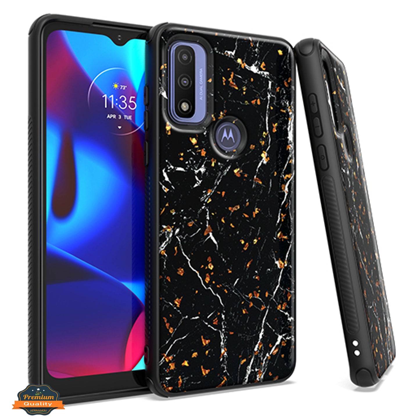 For Motorola Moto G Power 2022 Marble Fashion Stone Stylish Flake Glitter Bling Hybrid Ultra Slim Glossy TPU Rubber Hard PC Protection  Phone Case Cover