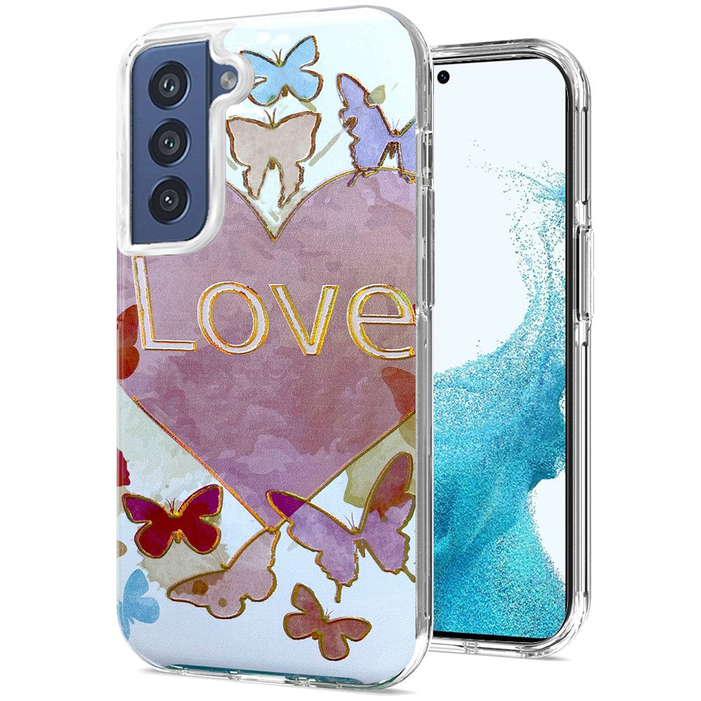 For Samsung Galaxy S22 Ultra Stylish Gold Layer Design Hybrid Rubber TPU Hard PC Shockproof Armor Rugged Slim  Phone Case Cover