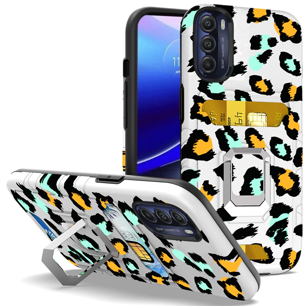 For Motorola Moto G Stylus 5G 2022 Stylish Wallet Case with Credit Card Holder & Magnetic Kickstand Ring Hybrid Armor  Phone Case Cover