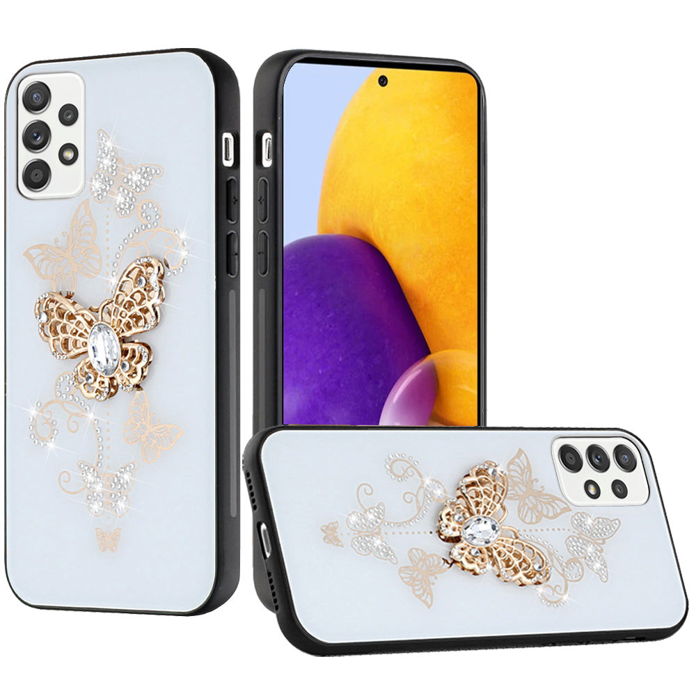 For Samsung Galaxy A73 5G 3D Diamond Bling Sparkly Glitter Ornaments Engraving Hybrid Armor Rugged Metal Fashion  Phone Case Cover