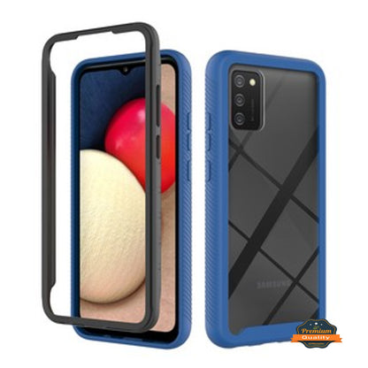 For Samsung Galaxy A23 5G Full Body Armor Slim Hybrid Double Layer Hard PC + TPU Transparent Back Rugged Shockproof Clear / Blue Phone Case Cover