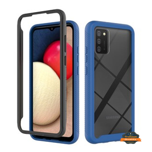 For Samsung Galaxy A23 5G Full Body Armor Slim Hybrid Double Layer Hard PC + TPU Transparent Back Rugged Shockproof Clear / Blue Phone Case Cover