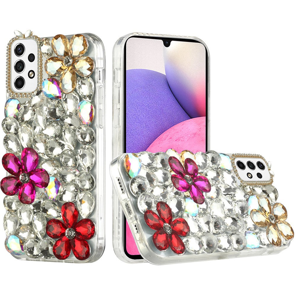 For Samsung Galaxy A33 5G Bling Crystal 3D Full Diamonds Luxury Sparkle Transparent Rhinestone Glitter Hybrid Bumper  Phone Case Cover